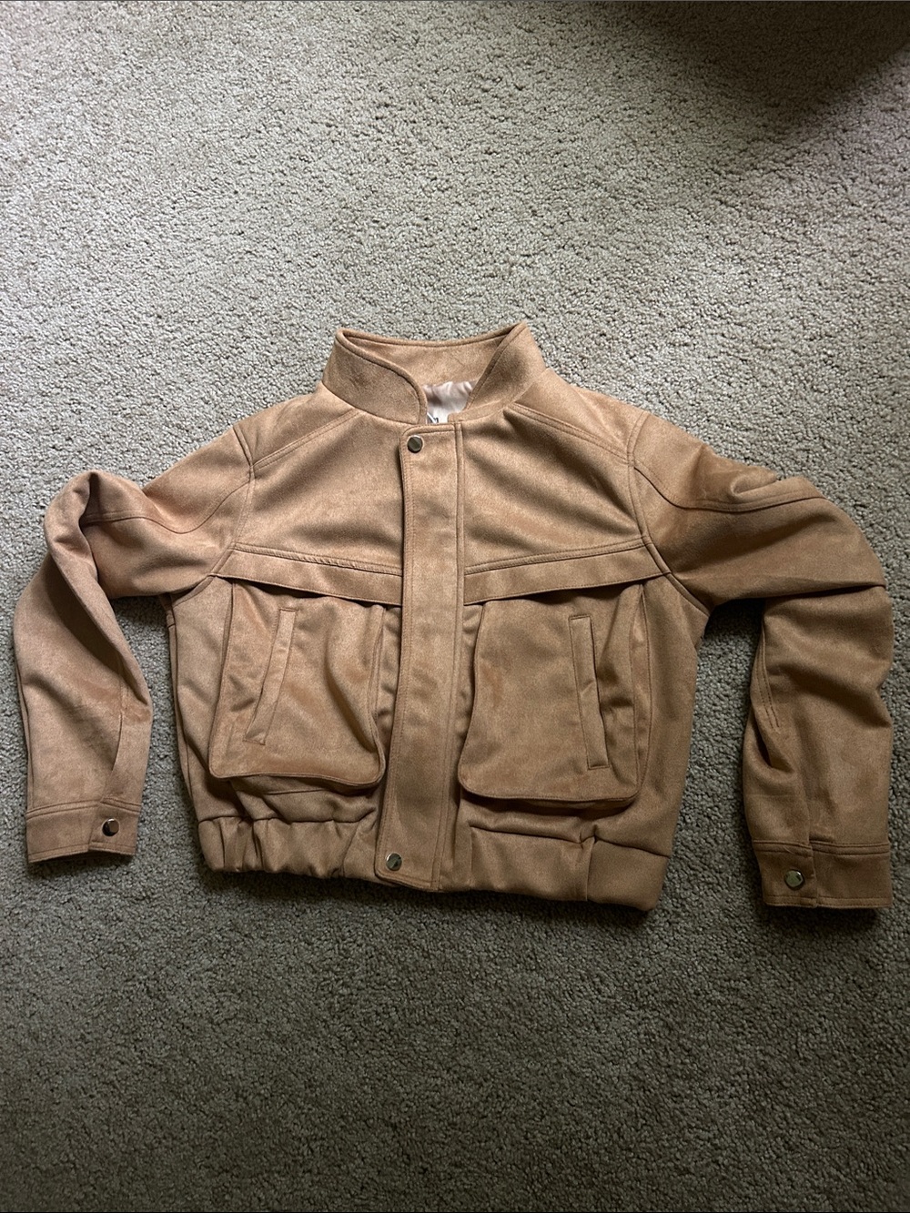 cute faux suede mini jacket (camel) SIZE SMALL